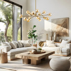 15-Light Modern Linear Sputnik Kitchen Island Light Branch Cluster Glass Globe Bubble Chandelier