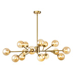 15-Light Modern Linear Sputnik Kitchen Island Light Branch Cluster Glass Globe Bubble Chandelier