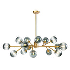 15-Light Modern Linear Sputnik Kitchen Island Light Branch Cluster Glass Globe Bubble Chandelier