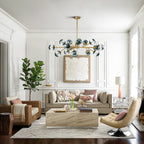 15-Light Modern Linear Sputnik Kitchen Island Light Branch Cluster Glass Globe Bubble Chandelier