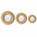 3-Piece Gold Metal Round Wall Mirror Set - 22.25 Diameter x 2.36 D