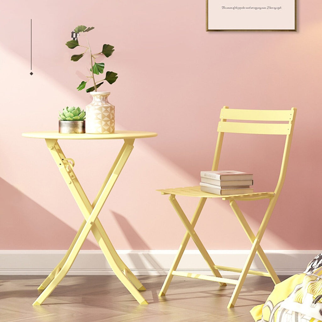 3-Piece Minimalist Patio Bistro Set of Foldable Round Table & Chairs - 3-Piece-Patio-Bistro-Set