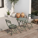 3-Piece Minimalist Patio Bistro Set of Foldable Round Table & Chairs - 3-Piece-Patio-Bistro-Set