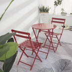 3-Piece Minimalist Patio Bistro Set of Foldable Round Table & Chairs - 3-Piece-Patio-Bistro-Set