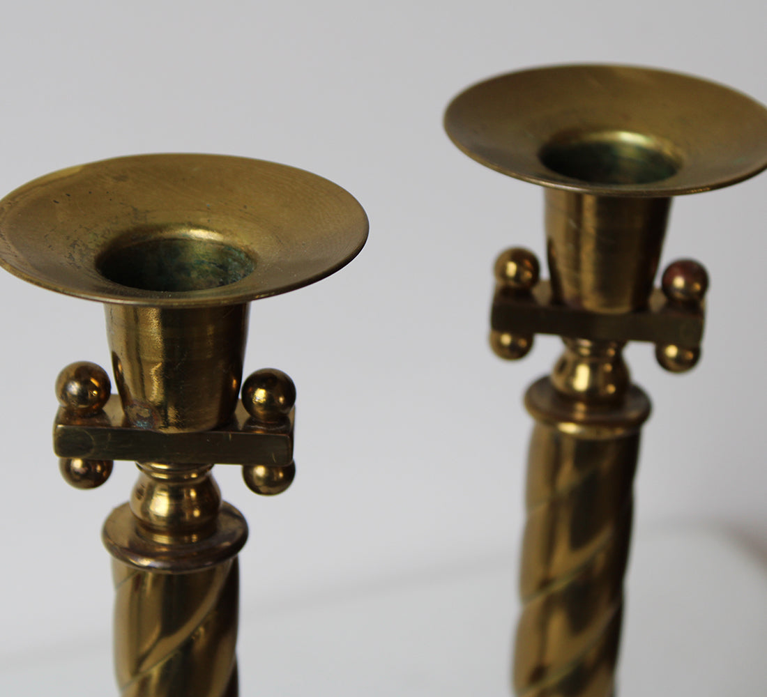 Bougeoirs Art déco vintage en laiton | Lot de 2