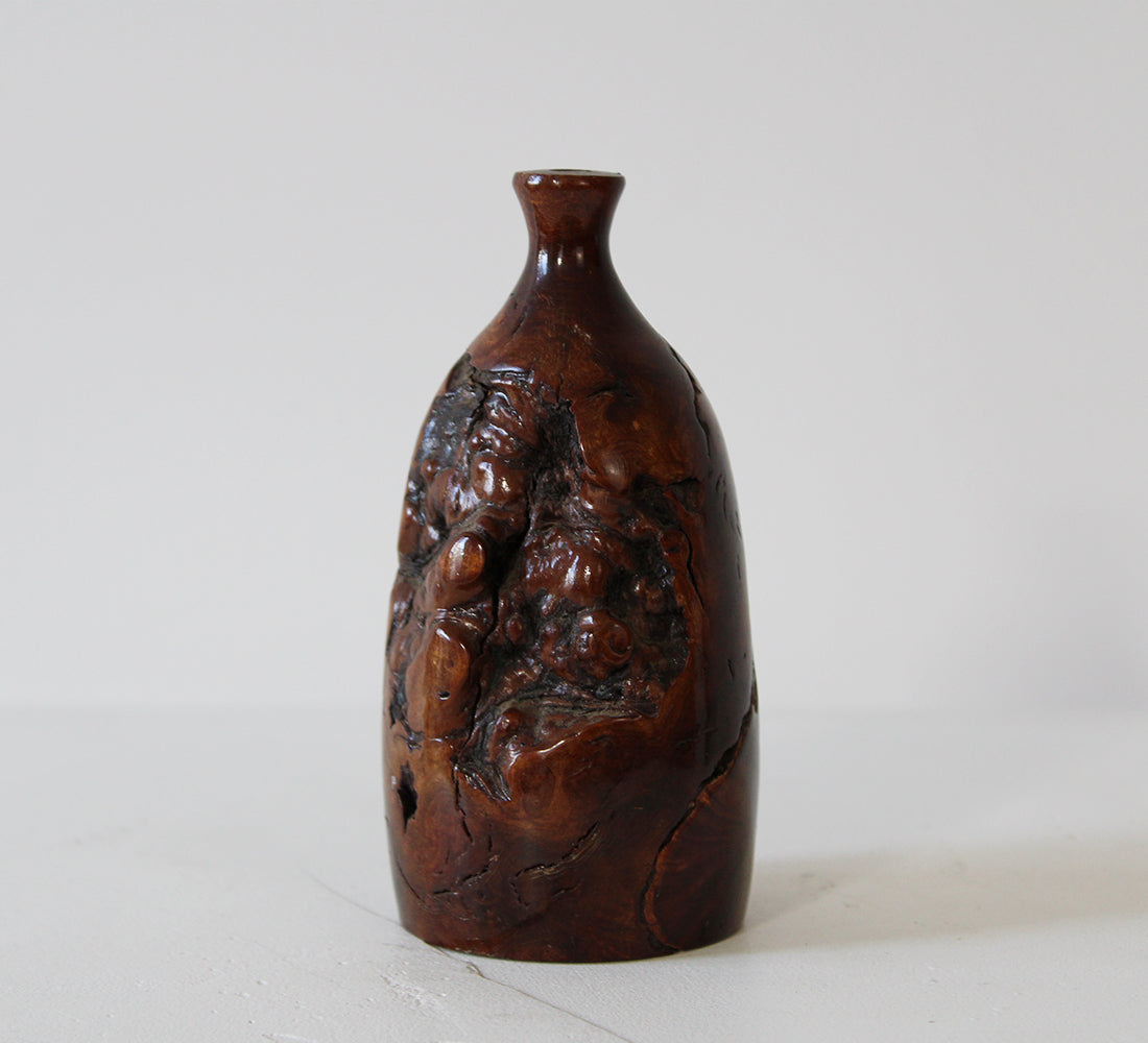 Vase vintage en bois de ronce