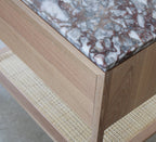Table de chevet Davis à 2 tiroirs, plateau en marbre 