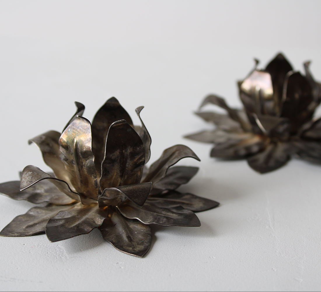 Bougeoirs floraux vintage | Lot de 2