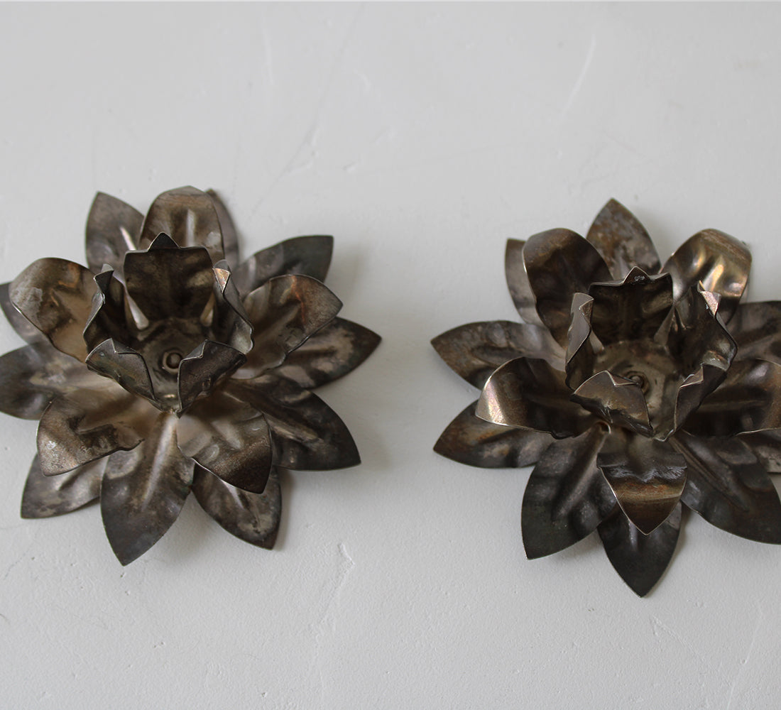 Bougeoirs floraux vintage | Lot de 2