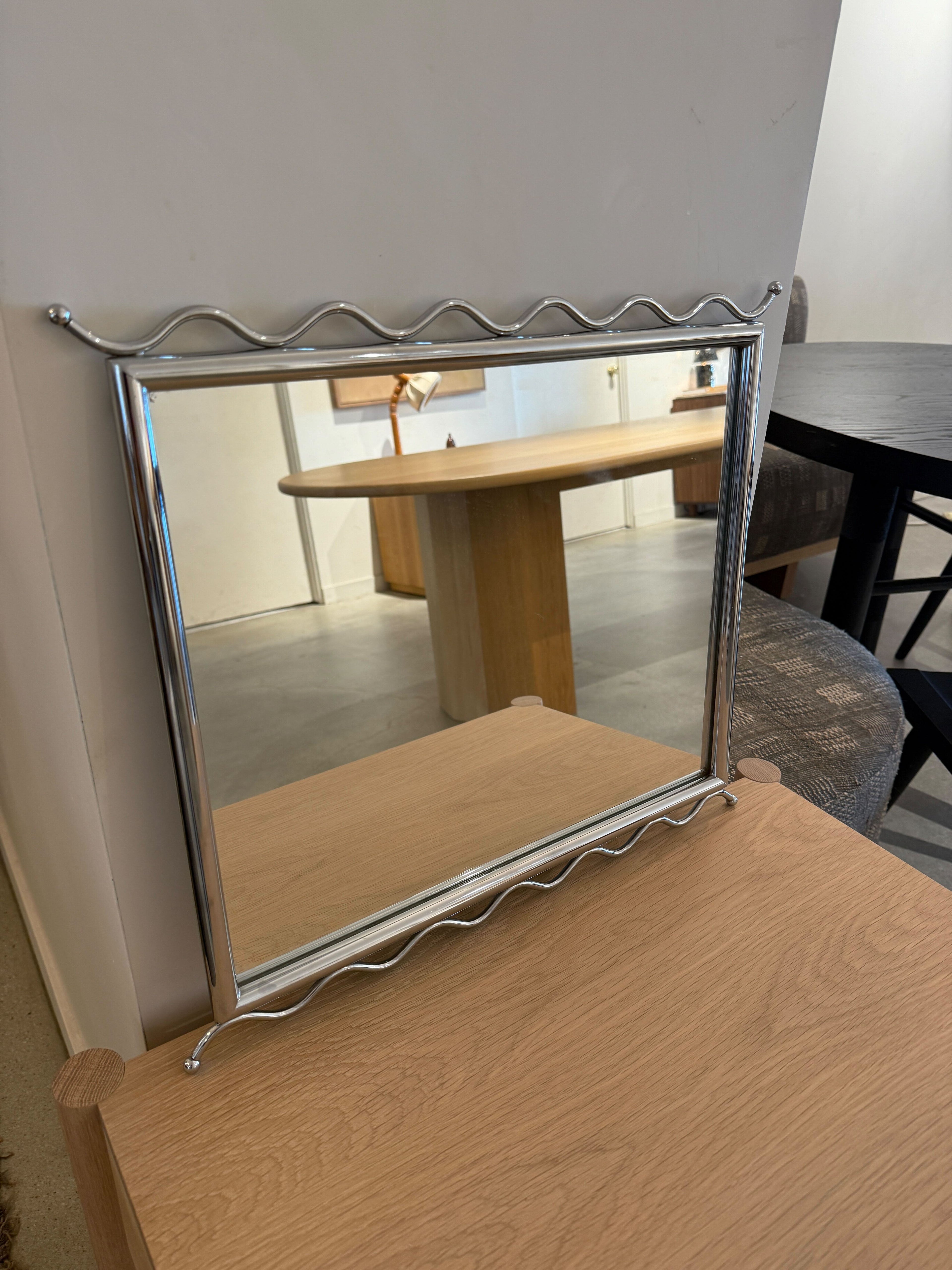Miroir ondulé chromé vintage