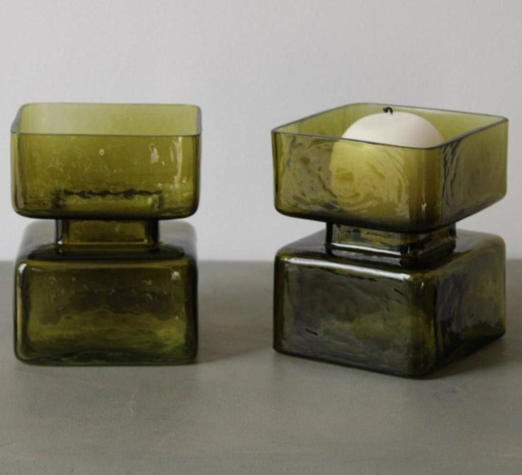 Bougeoir vert olive