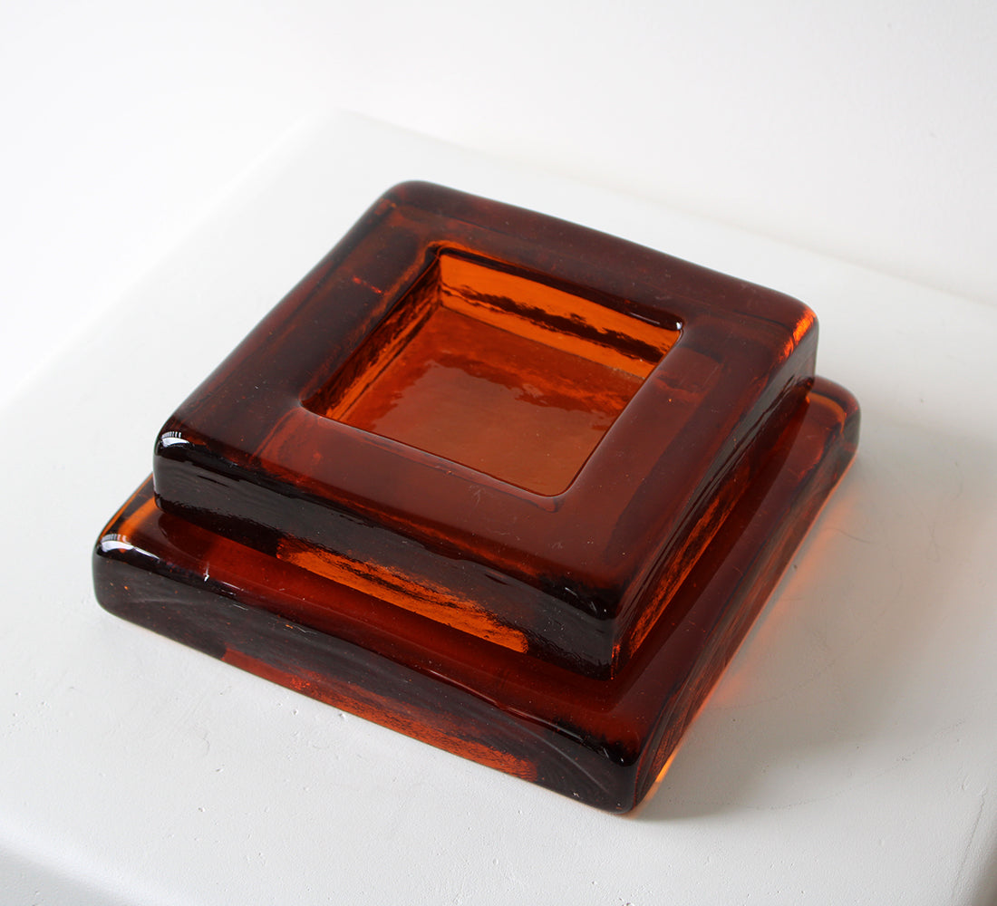 Lot de 2 plats vintage en verre ambré