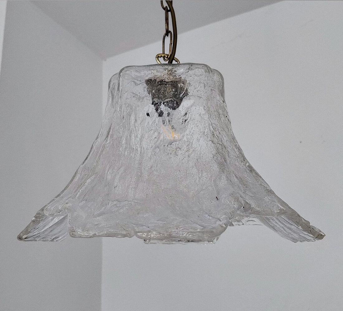 Lampe à suspension vintage en verre glacé