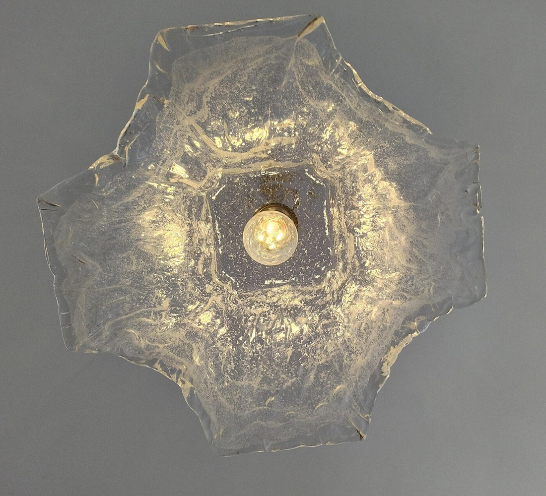 Lampe à suspension vintage en verre glacé