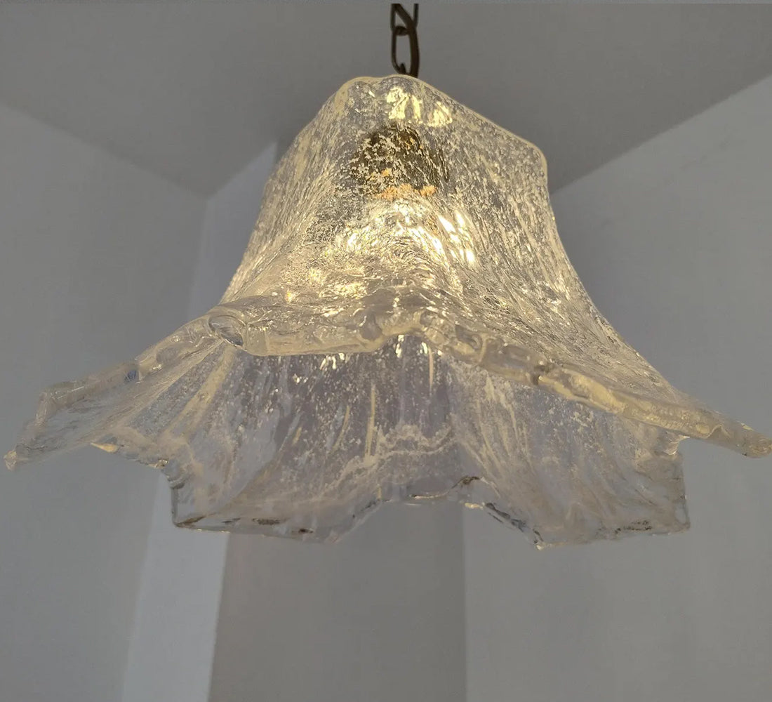 Lampe à suspension vintage en verre glacé