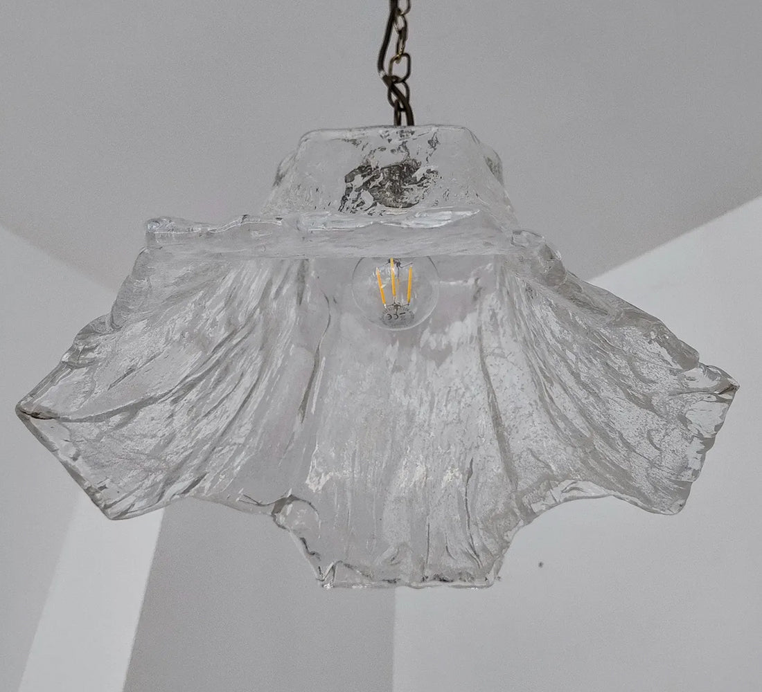 Lampe à suspension vintage en verre glacé