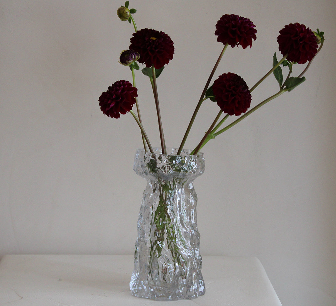 Vase en verre brutaliste vintage