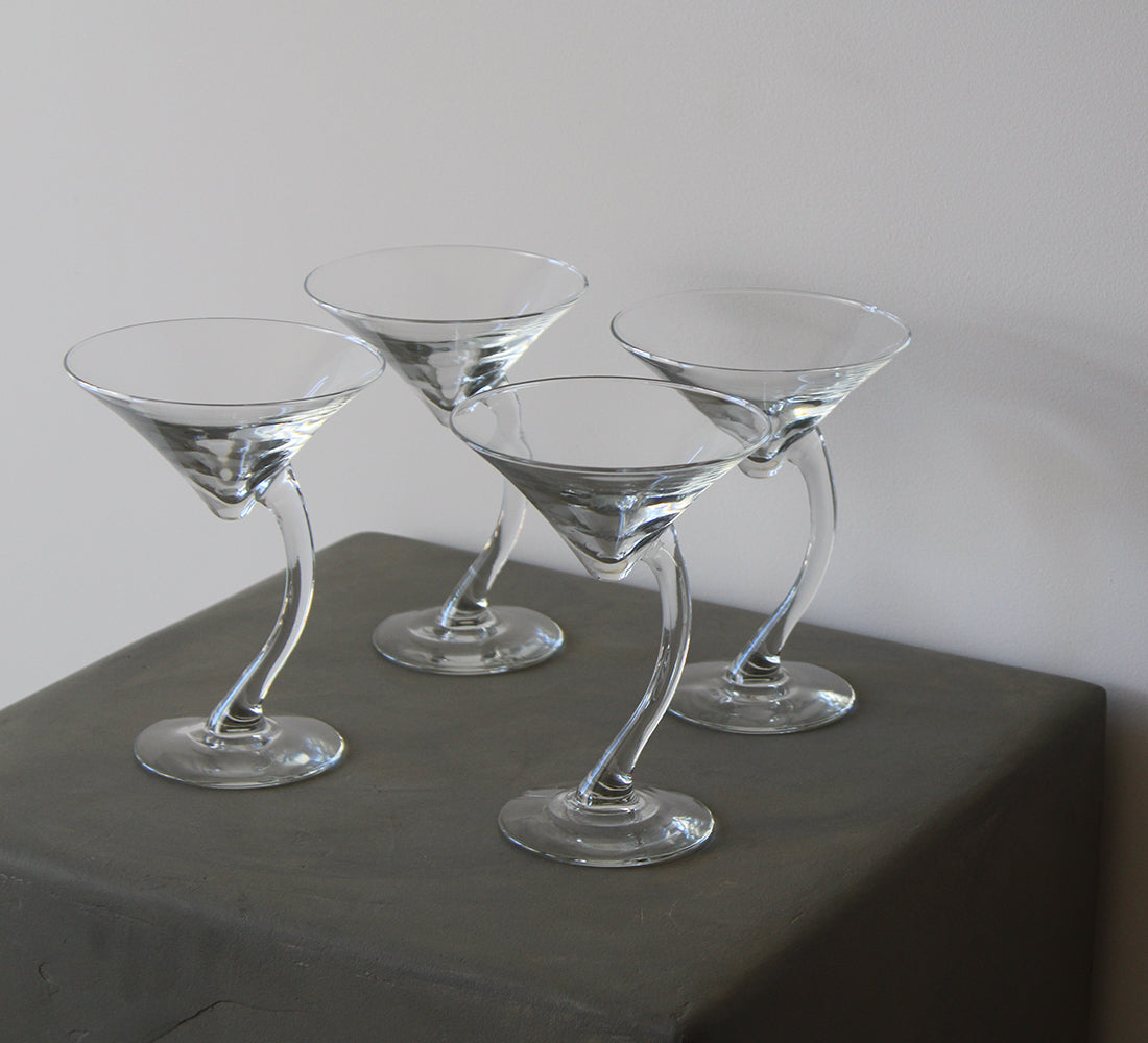Verres à martini à pied courbé | Lot de quatre